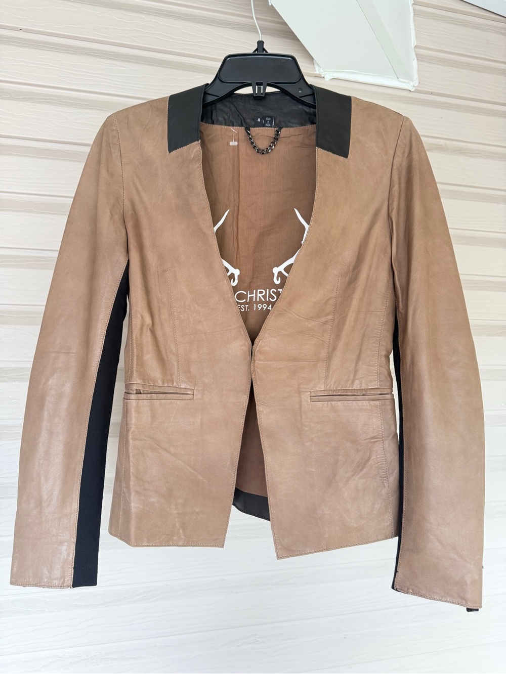 Bod & Christensen Brown Leather Blazer Jacket Size 4